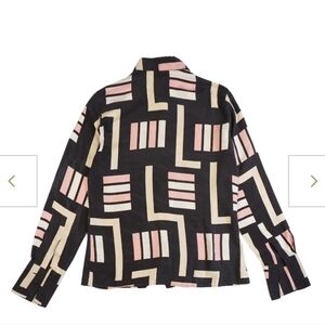 MaxMara Black and Pink Geometric Blouse Size 8